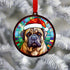 Bull Mastiff in Santa Hat Suncatcher Decoration